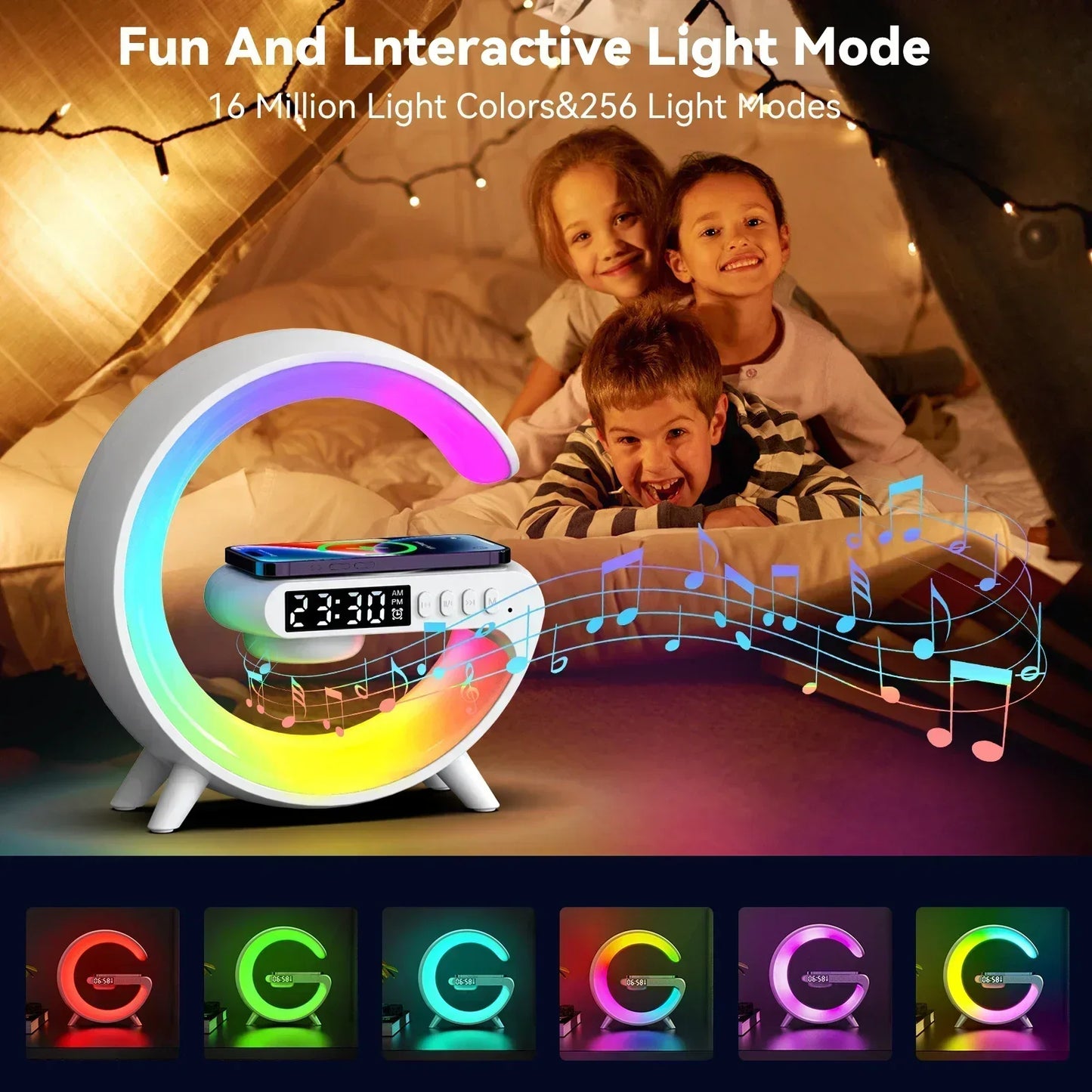 15W Fast Wireless Charger with RGB Light & Speaker all Phones - Ecorix