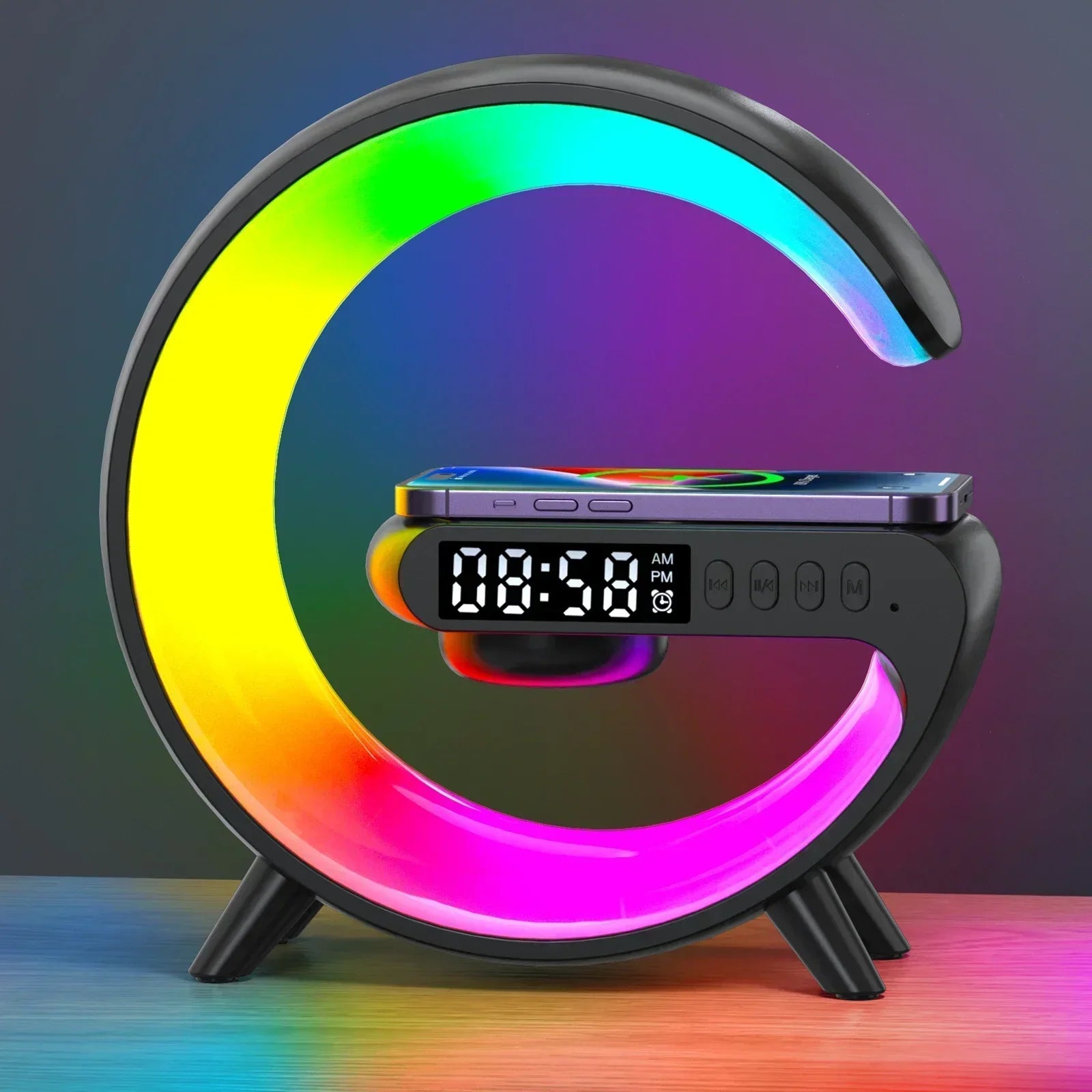 15W Fast Wireless Charger with RGB Light & Speaker all Phones - Ecorix