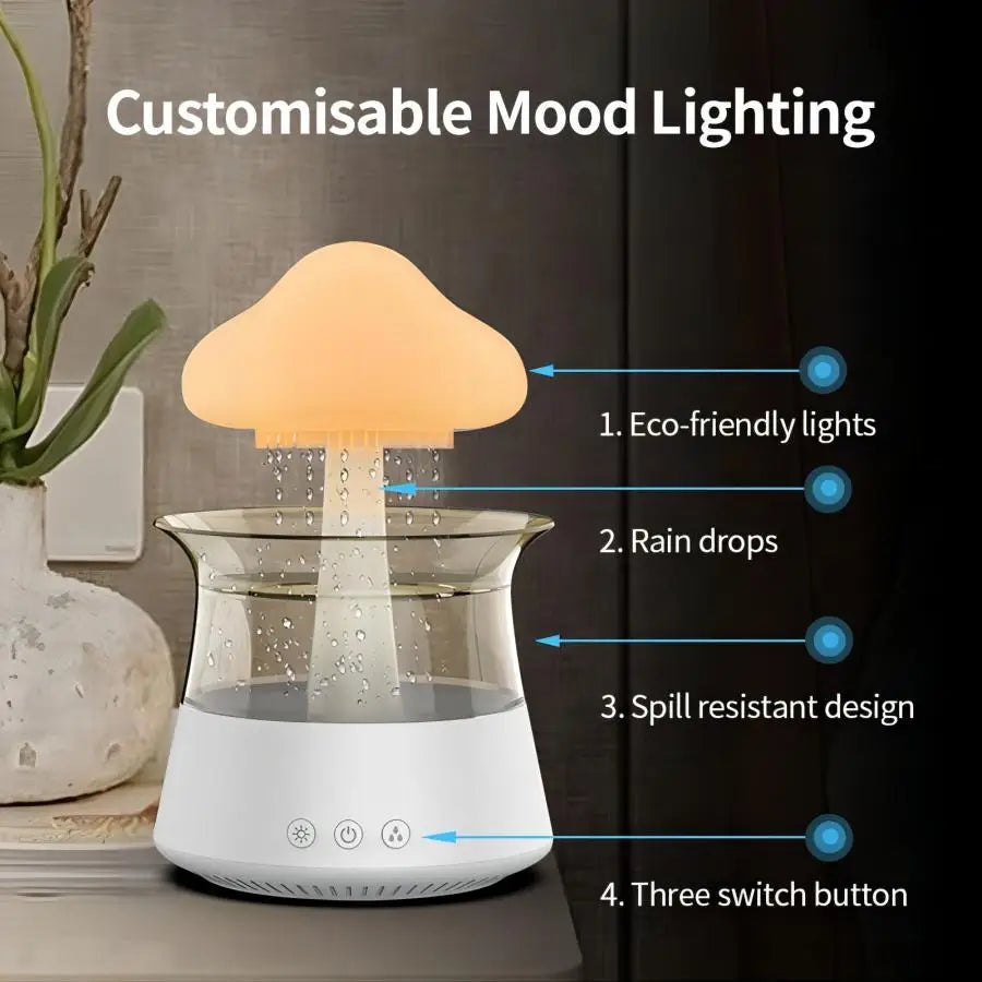 Relaxing Rain Cloud Diffuser & Humidifier with Colorful LED Lamp - Ecorix