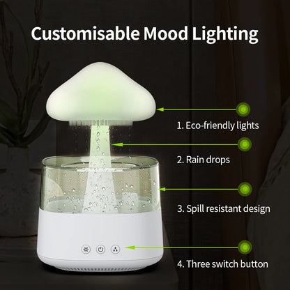 Relaxing Rain Cloud Diffuser & Humidifier with Colorful LED Lamp - Ecorix