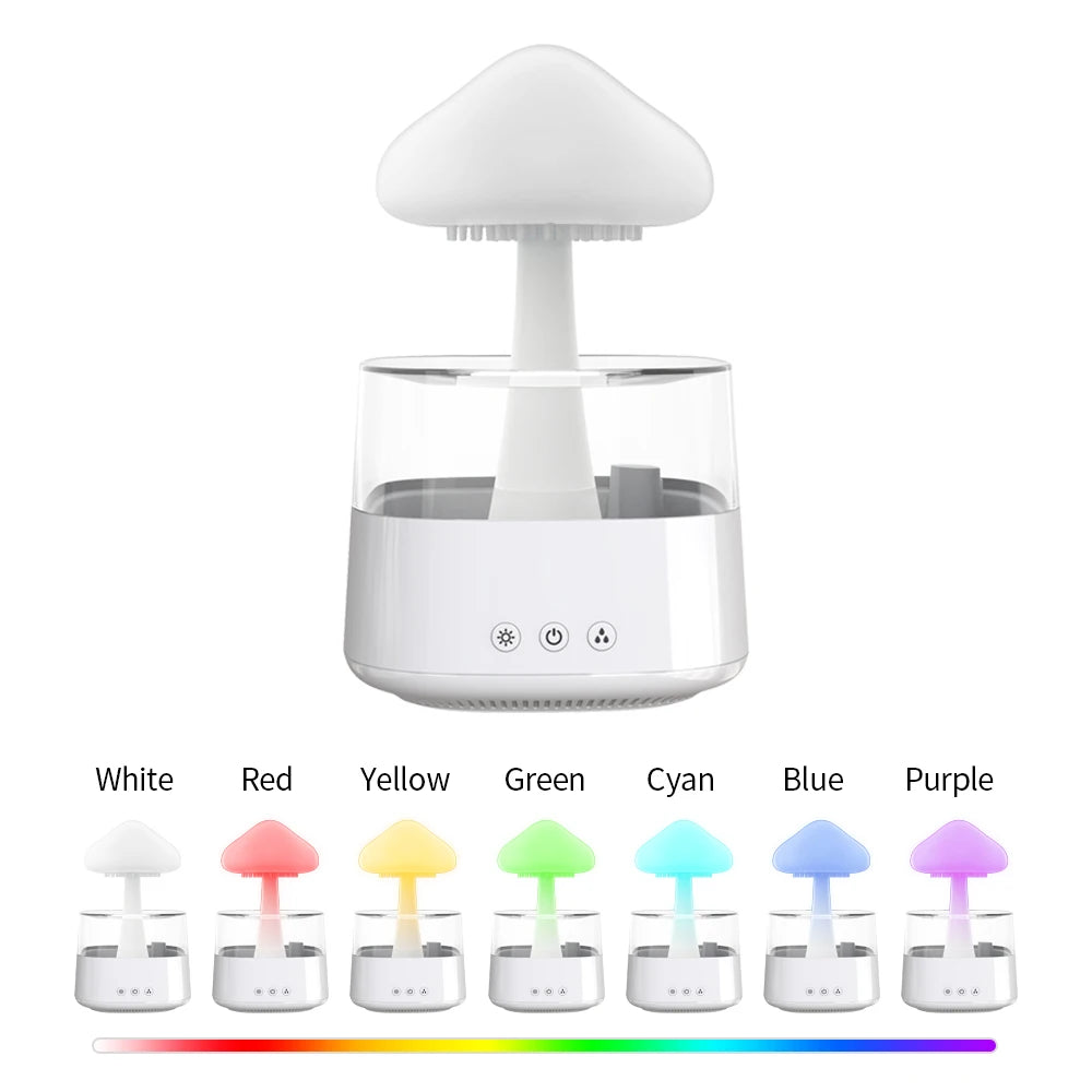 Relaxing Rain Cloud Diffuser & Humidifier with Colorful LED Lamp - Ecorix