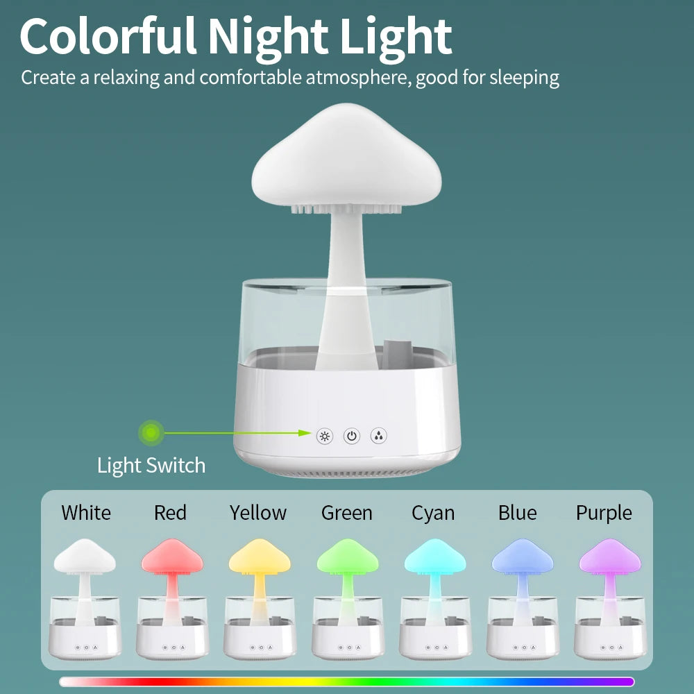 Relaxing Rain Cloud Diffuser & Humidifier with Colorful LED Lamp - Ecorix